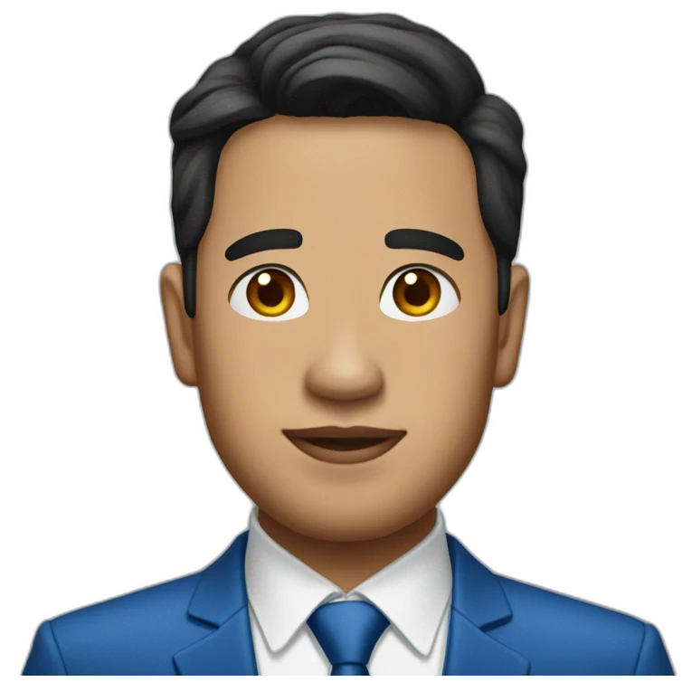 Pilipino man with a diamond earring and a blue suit and tie emoji