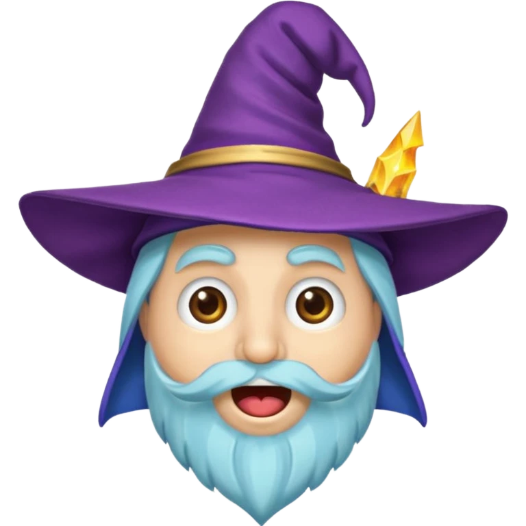 chatty wizard hat with friendly face and open mouth emoji