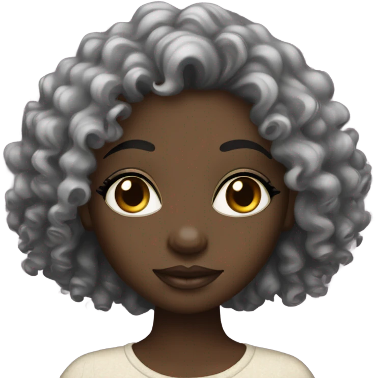 Darkskin girl with lashes and curly black hair emoji
