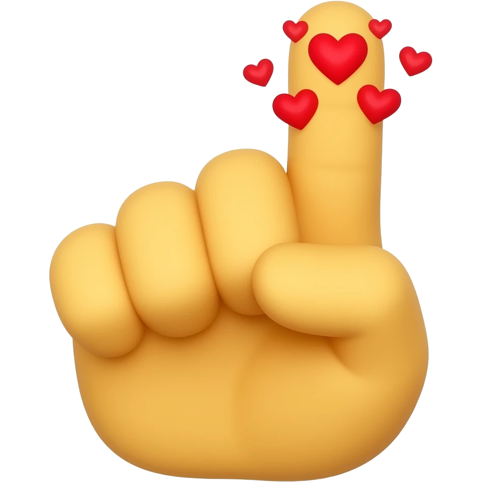 Middle finger (yellow) with hearts emoji