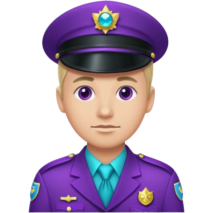 glitter purple and cian pin officer emoji