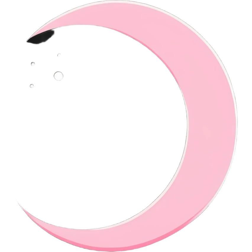 shiny pink crescent moon with sparkles emoji