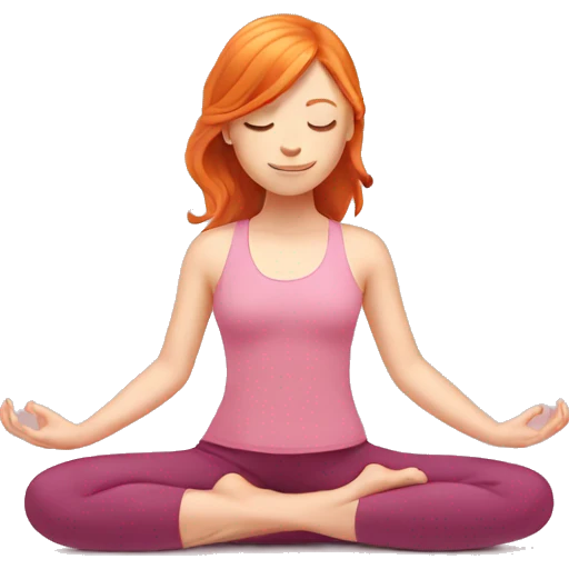 ginger girl doing yoga in pink tones emoji