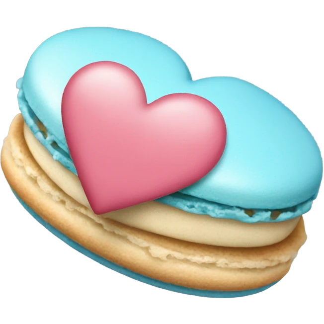 Light blue macaroon in shape of heart  emoji