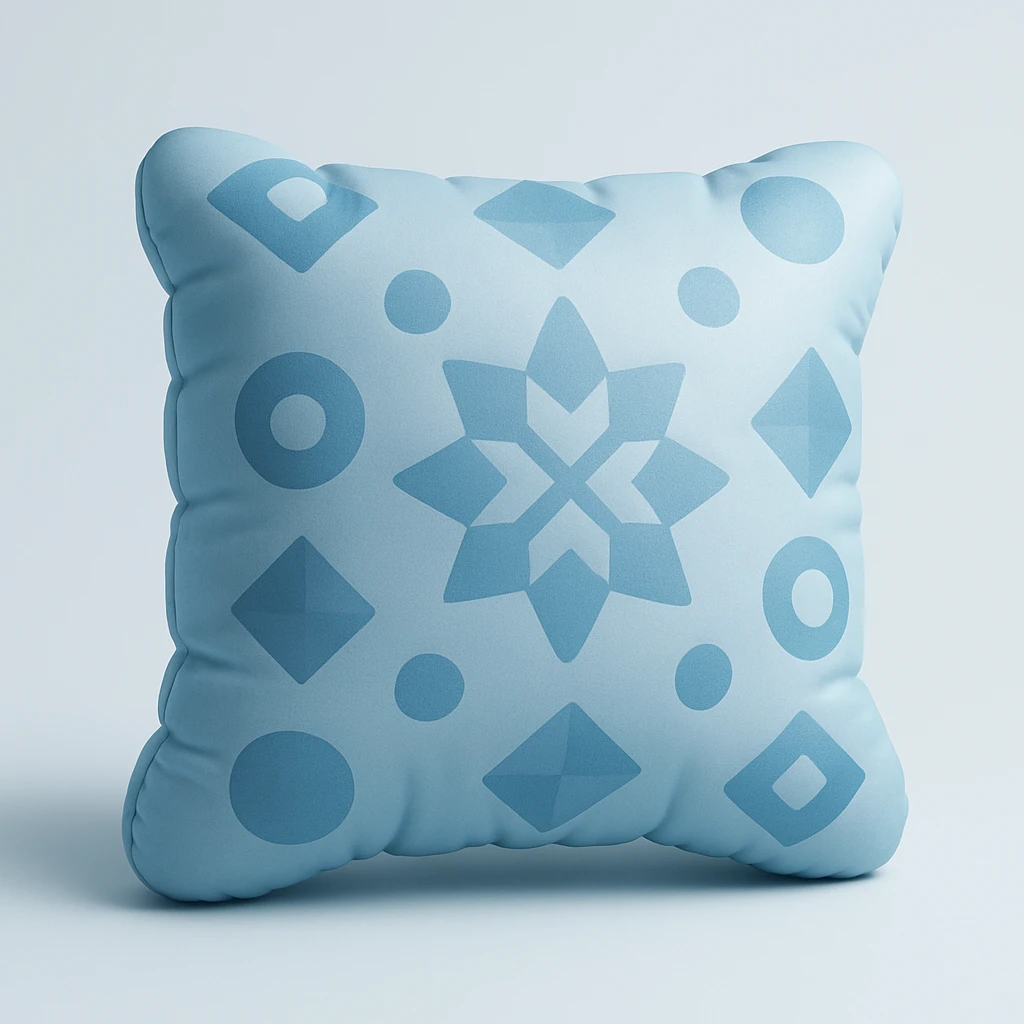 a decorative throw pillow with geometric patterns emoji