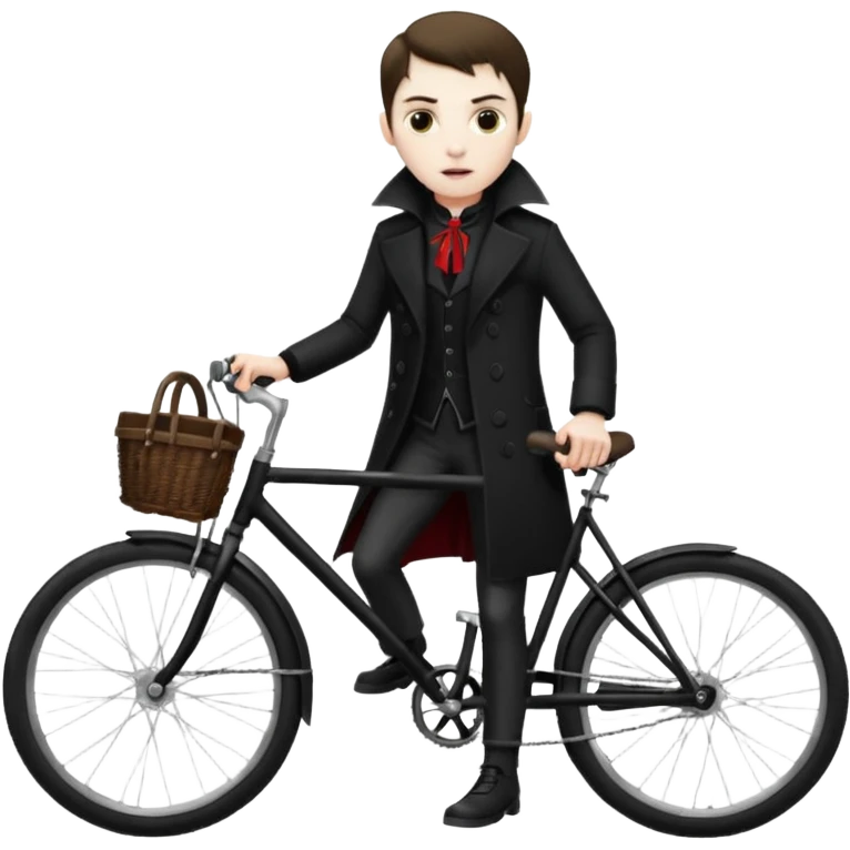 vampire stand back of the bicycle. emoji