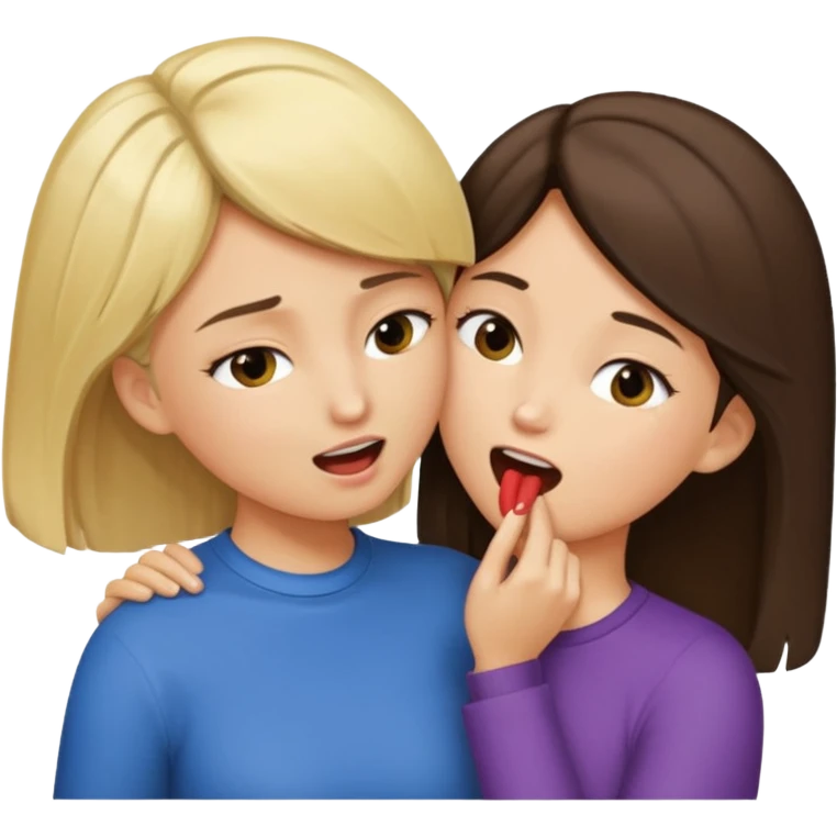 blond girl biting brunette girls neck emoji
