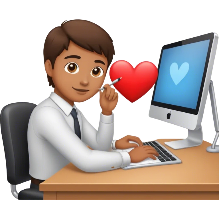 Work at a desk in love emoji