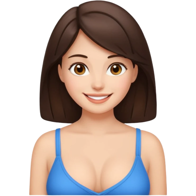 Smiling brunette girl with boobs emoji