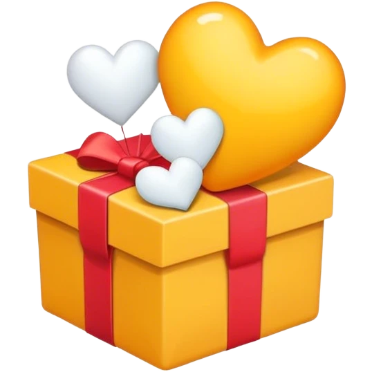 Yellow gift and white heart emoji