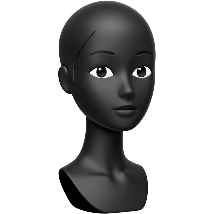 Minimalistic flat vector icon, iOS style, thin black contour on white background. Matte black mannequin in front of in 3D monochrome style. emoji