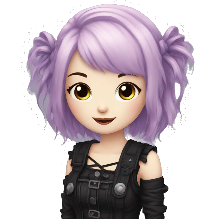 Cute Blushing Kawaii Petite Gothic Emo Lady emoji