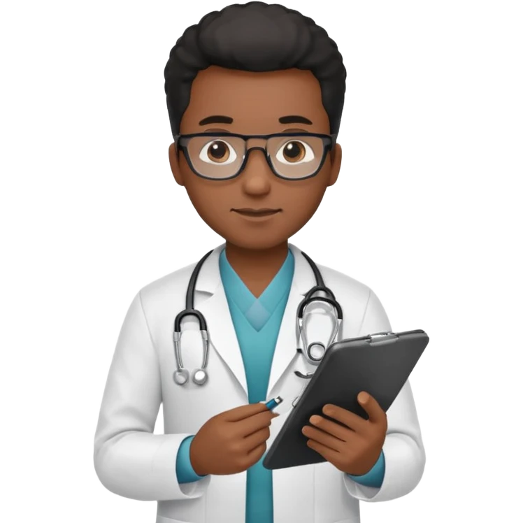black doctor making checklist emoji