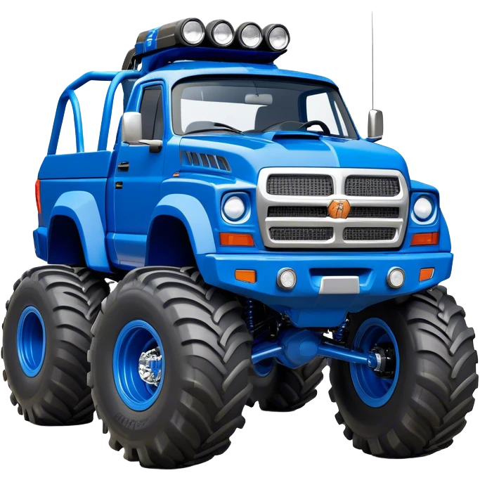 Bigfoot - Bigfoot 4x4 (Model Year: 2022) (Iconic colour: Blue) - An oversized, rugged monster truck with bold, aggressive lines painted in a striking blue. Focus on massive, rugged tires and a muscular chassis that exudes raw power and an urban legend feel. emoji