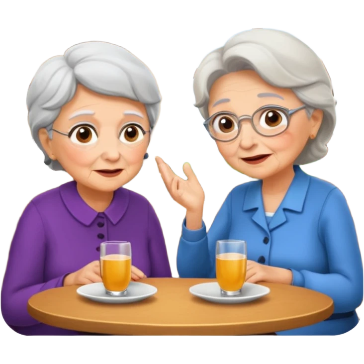 conversación dentro de un restaurant  dos personas y una de las persoans sea una abuela emoji