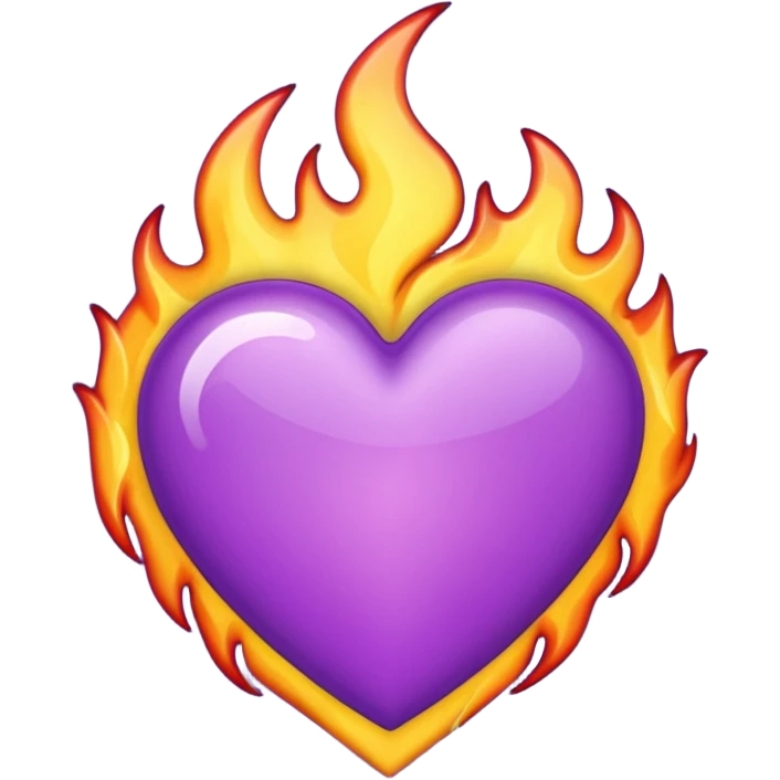 Coração roxo com chamas emoji iPhone emoji