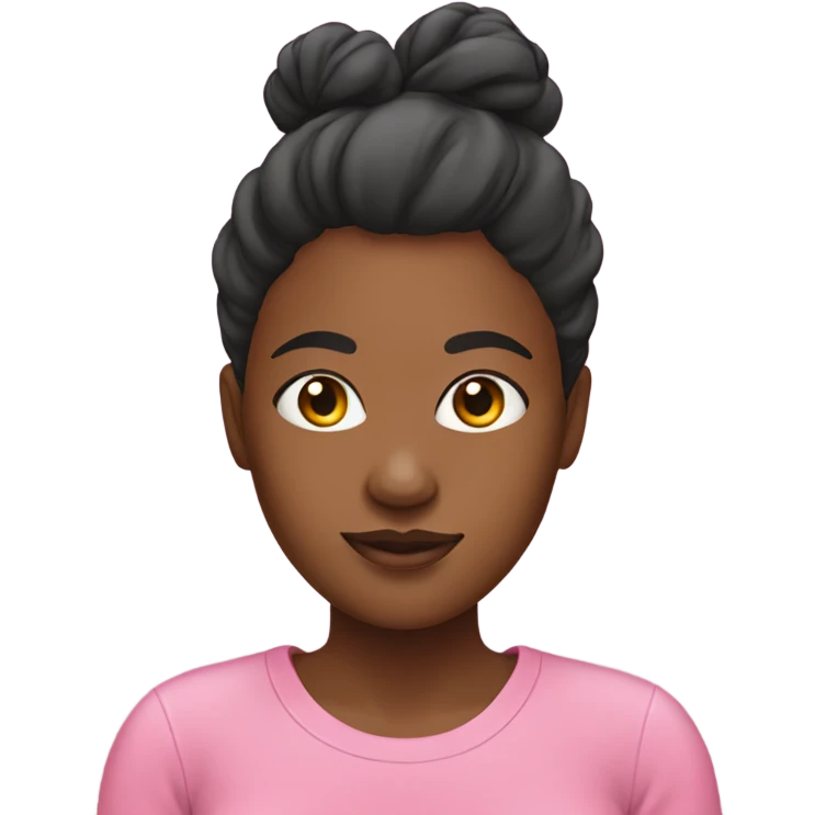 Black woman with a bun and pink T shirt emoji