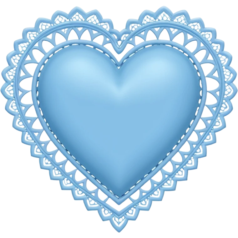 pastel blue heart with lace emoji