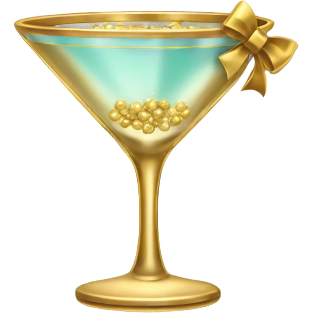 gold rimmed martini glass with tiny gold bows emoji