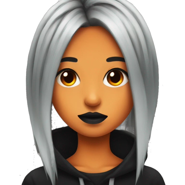 Emo girl with orange and black split dyed hair and nose piercing  emoji