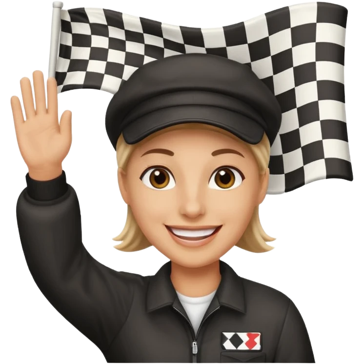 SONO UN DIRETTORE DI GARA AUTO E SBANDIERO CON LA BANDIERA A SCACCHI emoji