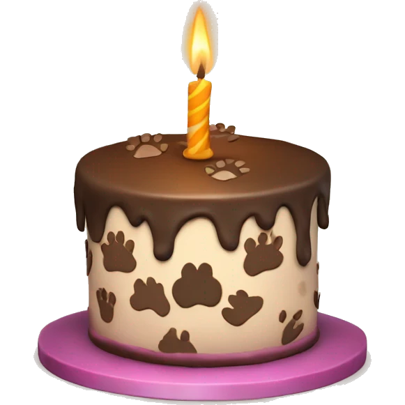Paw print birthday cake with candle emoji