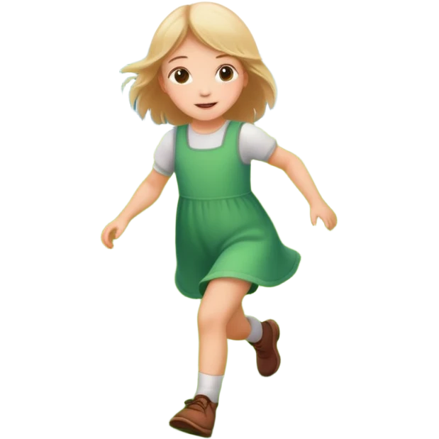 Little girl frolicking in a field with background emoji