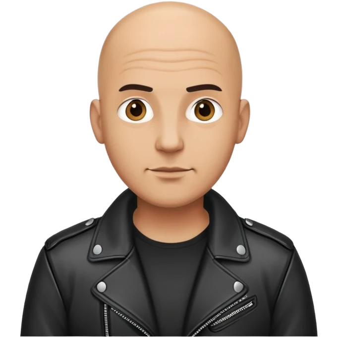 bald man wearing black leather jacket emoji