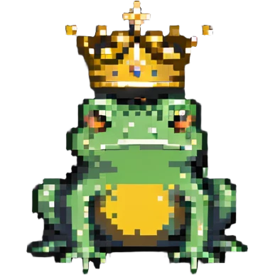 frog with a golden crown sitting emoji