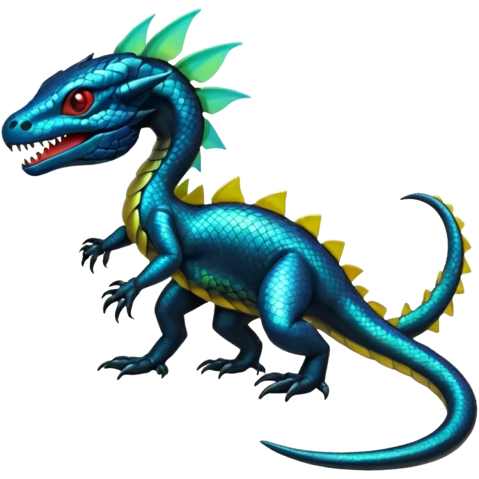 Shiny Iridescent Helioptile-Salandit-Fakémon-hybrid-creature (full body)  emoji