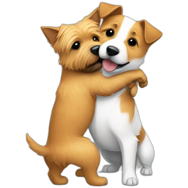Norwich terrier and juck russell terrier hugging emoji
