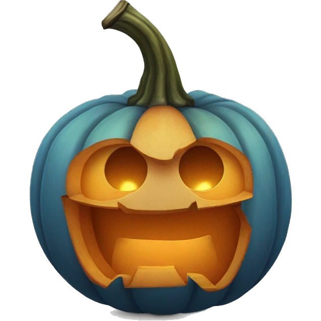 A blue eyed pumpkin emoji