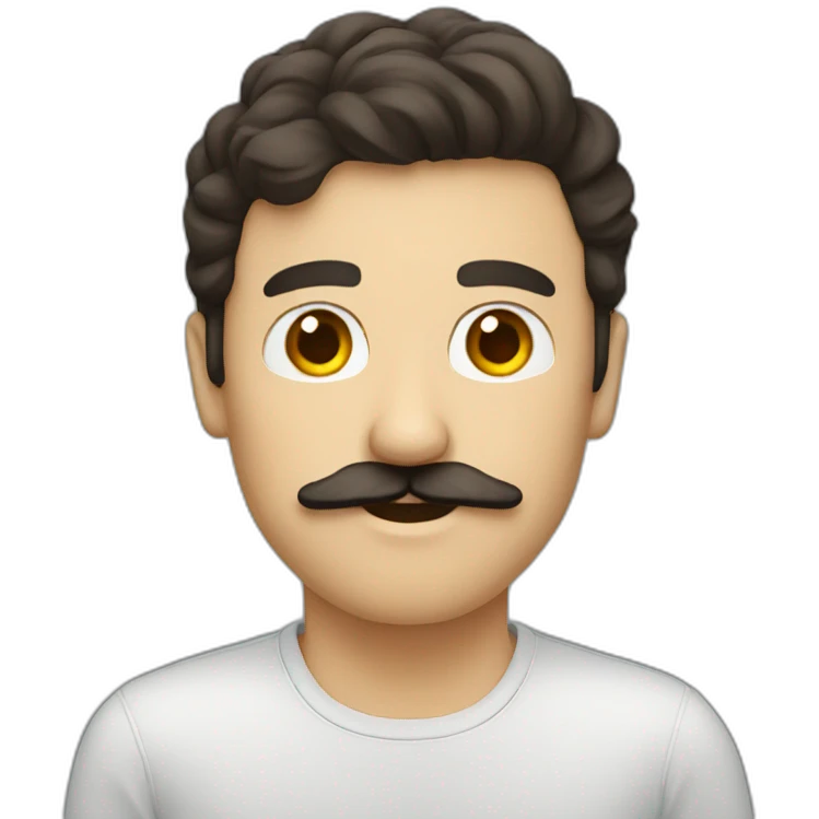 coding brunette guy with mustache emoji