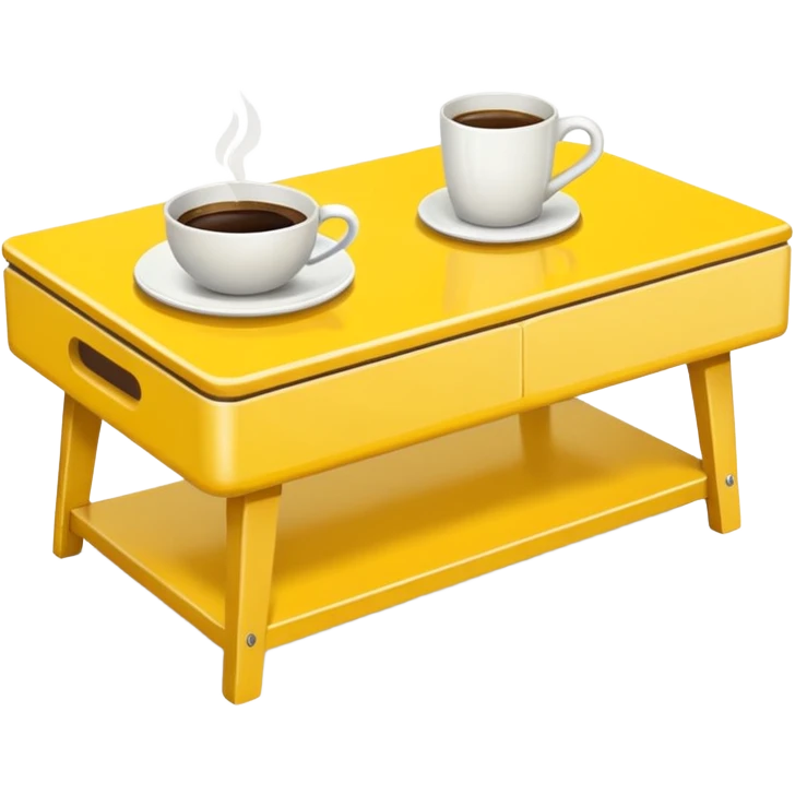 yellow coffe table, coffee on top
 emoji