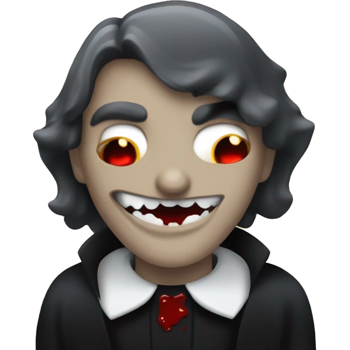 man vampire with black dress and blood on teeth emoji