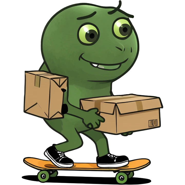 Man on skateboard delivering package  emoji