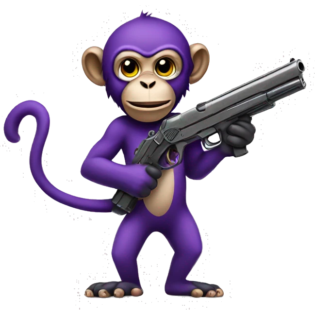 monkey holding a purple gun emoji