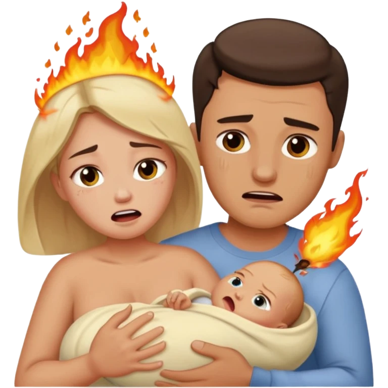  woman being burned in front of a very handsome man who carries a baby emoji