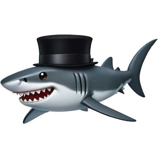 Shark with a top hat emoji