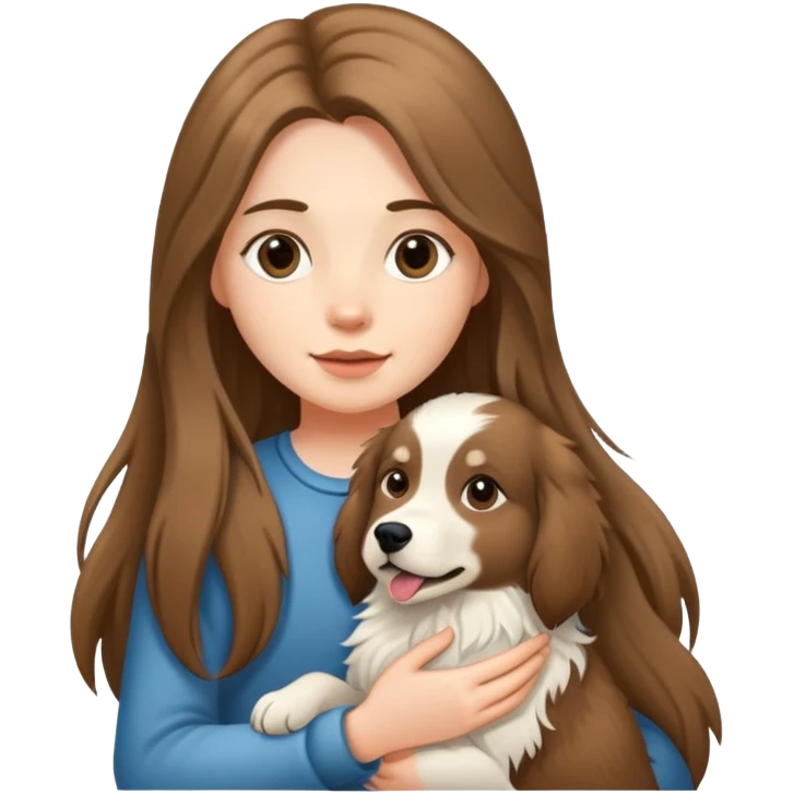 Black long-haired girl holding an Alaskan dog emoji