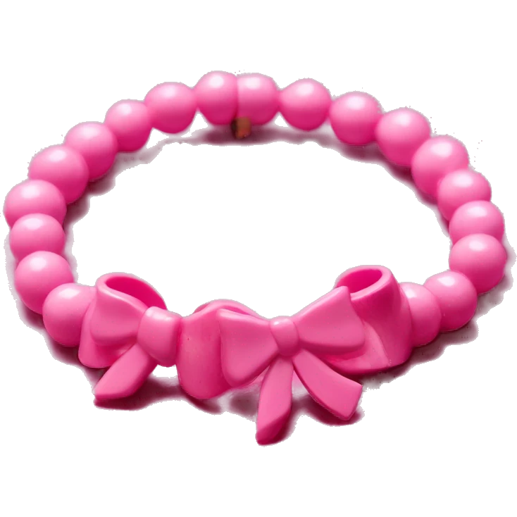 pink bead bracelet with pink bows on it emoji