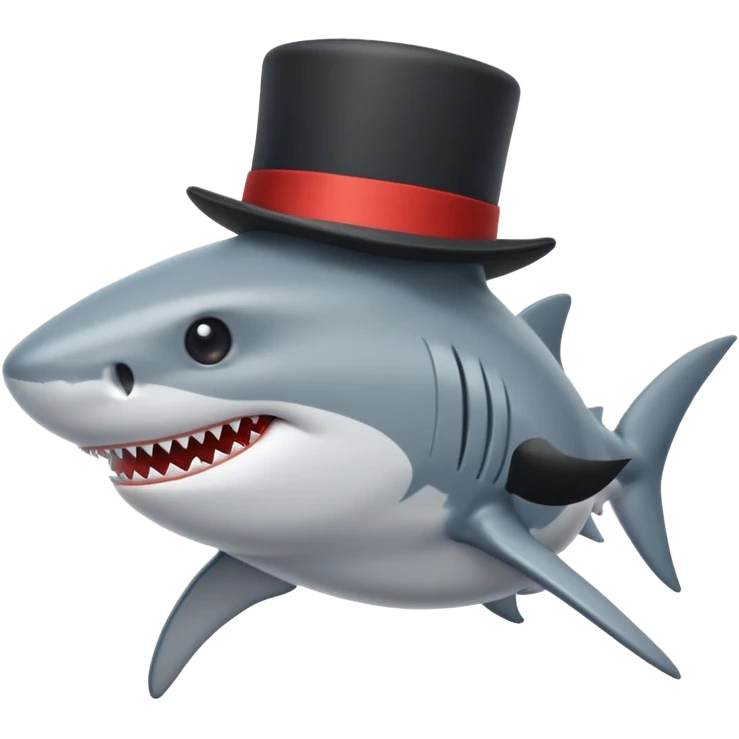 Shark with a top hat emoji
