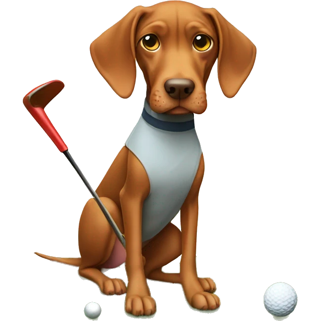 Vizsla playing golf emoji