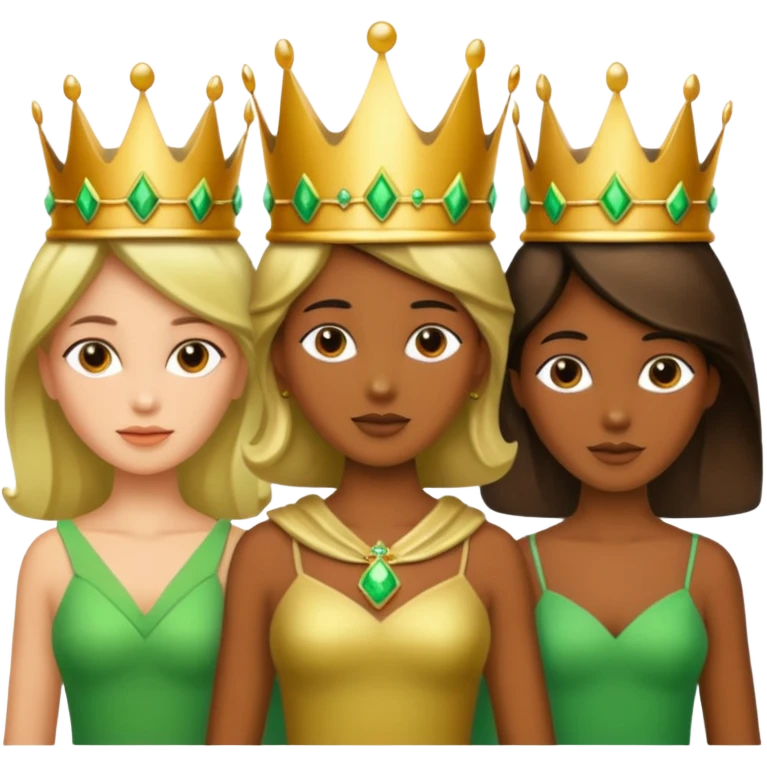 three with a crown that unites them with golden and green colours emoji