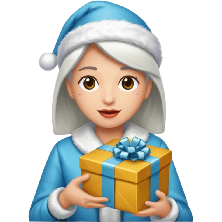 Una persona mayor recibiendo un regalo plateado emoji