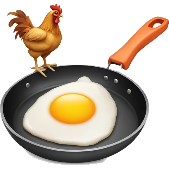 Chicken cooking an egg in a frying pan emoji