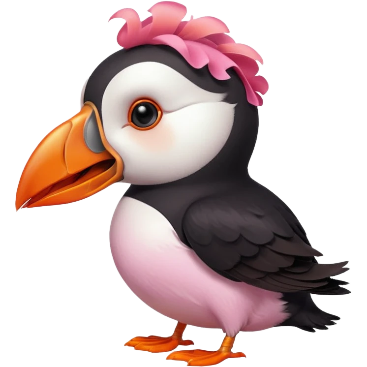 pink puffin angry blow steam nose beak emoji