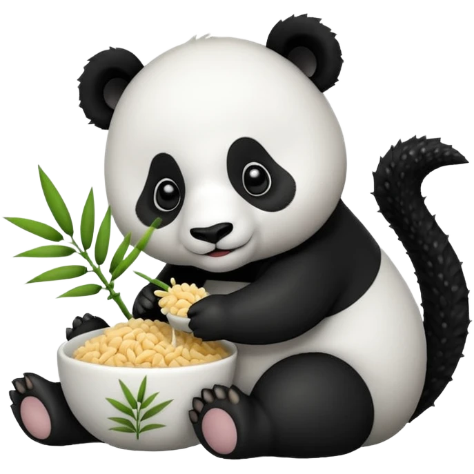 Panda eating rice in the 3rd seahorse emoji