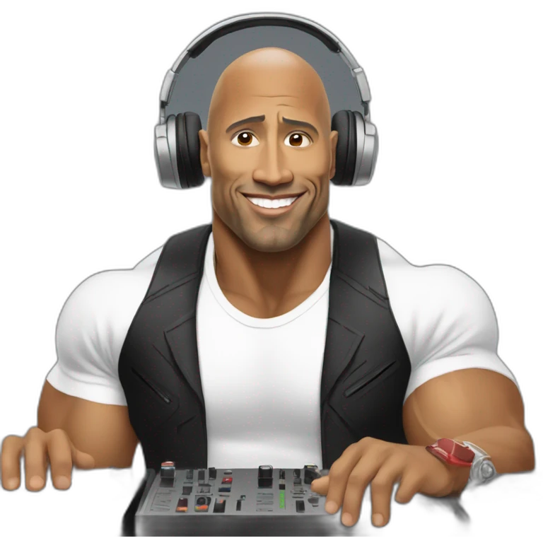 the rock as a DJ emoji