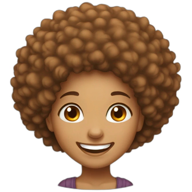 Light skin girl afro orange laugh emoji